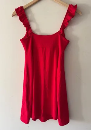 Forever 21 Red Ruffle Sleeve Flowy Mini Dress thumbnail 4