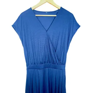 NEW Halara Navy Blue Knit V-Neck Wrap Casual Wide Leg Jumpsuit Womens Size M thumbnail 2