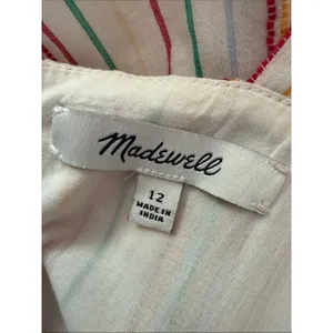 Madewell Button Back Rainbow Stripe Tiered Preppy Boho Montauk Midi Dress thumbnail 4