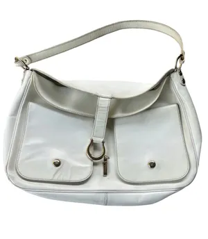 Kate Spade cream leather saddle bag with gold tone accents fair condition thumbnail 1
