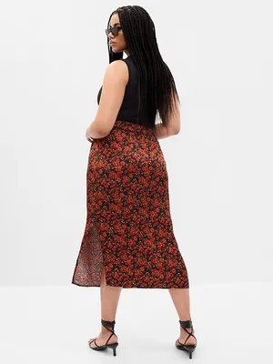 GAP Floral Midi Skirt with Side Slit Size Large thumbnail 2