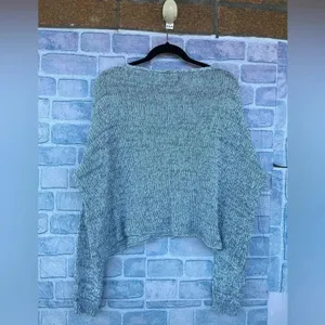 wooden ship v neck drop shoulder mint color sweater S/M thumbnail 3