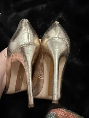 Sam Edelman Women's cracked metallic gold high heels 8.5 shoes thumbnail 3