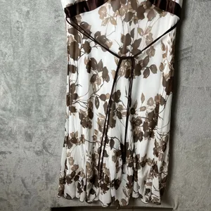 Vintage Y2K Earthy Brown Floral Bohemian Midi Dress‎ Tie Waist Large thumbnail 7