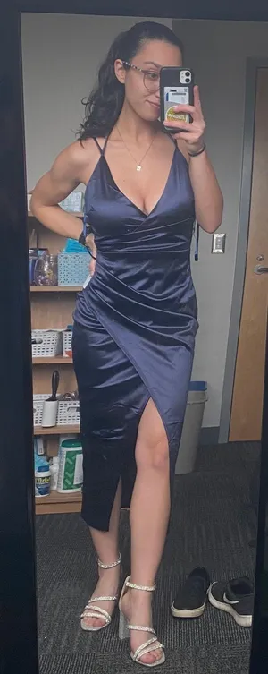 Windsor Blue Wrap Satin Dress thumbnail 1