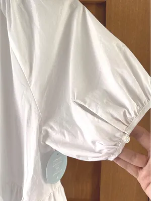 NWT Hill House Home The Francesca Peplum Top in White Cotton Women’s XS thumbnail 10