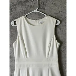 Calvin‎ Klein White Fit & Flare Dress Sleeveless Bridal Shower Cocktail 8 New thumbnail 2