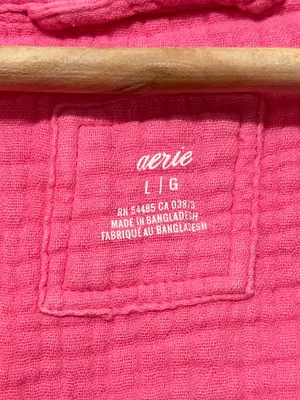 Aerie Pink Pool To Party Button Up Shirt Size Large Cotton Beach Summer Pool thumbnail 3