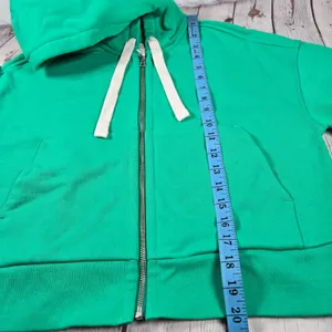 Everlane Organic Cotton Full Zip Hoodie Bright Jade Green Size‎ XXS Cropped thumbnail 8