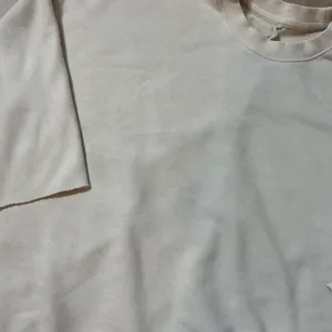 Vuori RAW HEM Oversized Sweatshirt Pullover Crew Neck 3/4 Sleeve‎ Beige XS FLAW thumbnail 3