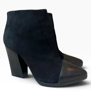 Tory Burch Rivington 100 Black Suede Cap-Toe Ankle Boots thumbnail 1