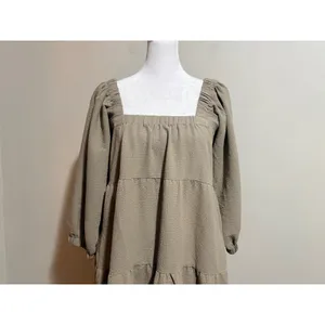 Grade & Gather Tiered Midi Dress Size‎ S Taupe Excellent Puff Sleeve thumbnail 6