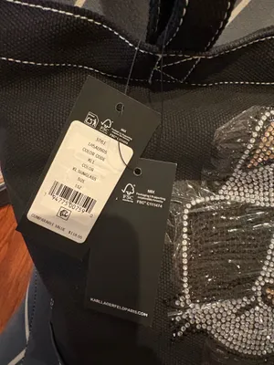 Karl Lagerfeld Black Tote with Rhinestone Cat Motif thumbnail 3