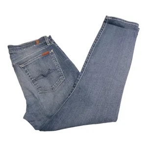 7 For All Mankind Josefina Skinny Boyfriend Jeans Size 28 mid Wash Distressed thumbnail 3