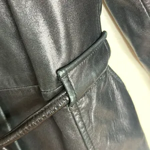 Vtg winlit ladies Y2K black leather jacket cinch waist size small retro‎ thumbnail 11