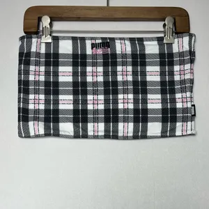 Von Dutch x Puma Women’s Plaid Bandeau Tube Top Large Y2K Black Pink Streetwear thumbnail 2