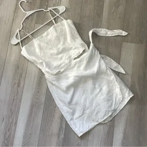 Reformation Linen Dress marseilles mini womens White (size 8) resortwear party thumbnail 7