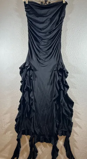 1051 | NWT Lioness Rendezvous‎ Strapless Ruched Ruffle Maxi Dress Black Women S thumbnail 1