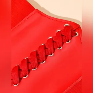 Corset Style Wide Girdle‎ Red Fashion Elastic Faux Leather Skinny Elastic Waist thumbnail 10