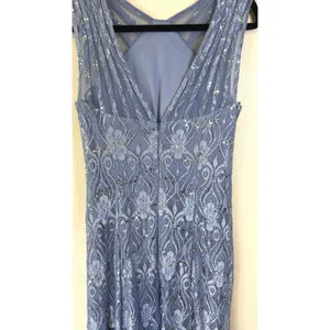 R&M Richards Dress Women's 10 Lace Sequin Maxi Formal Gown Homecoming Blue‎ thumbnail 7