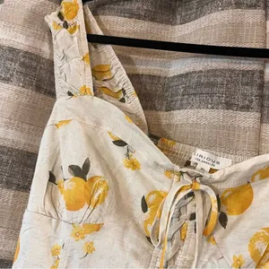Kirious Tan Lemon Print Lace Up Crop‎ Top Size XL thumbnail 4