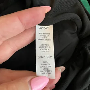 Aerie Women M Black Layered One Piece Swimsuit Bandeau Deep V-Neck Full Coverage thumbnail 10