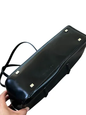 Vintage Guess Black Patent Leather Structured Shoulder Bag Y2K 90s Minimalist thumbnail 7