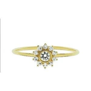 14k Gold Filled Micro Simulated Diamond Sunflower Ring‎ Size 7 thumbnail 10