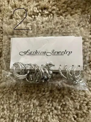 Silver 12PCS Bulk Set Hoop Earrings thumbnail 3