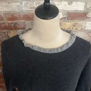 Adrienne Vittadini Gray Ruffle Cuff and Neck Long Sleeve Sweater Dress Size M thumbnail 3