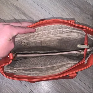 Charming Charlie Orange Handbag Satchel Zip Buckle thumbnail 8