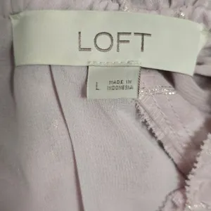LOFT Ruffle Sleeve Top Blouse Lightweight Metallic Ice Rose Size L Feminine thumbnail 7