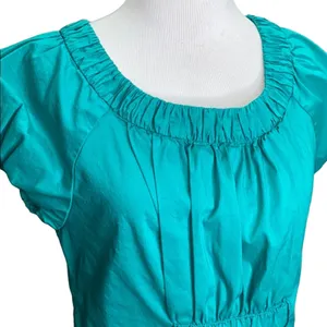 Banana Republic Teal Pleated Blouse Size Small thumbnail 2