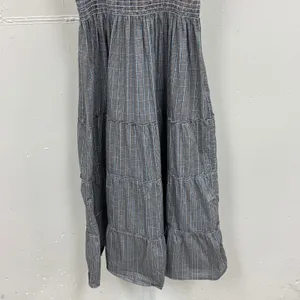 Hill House Ellie‎ Nap Dress XS Grey Blue Plaid Smocked Ruffle Midi Dress Picnic thumbnail 4