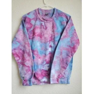 Gildan Sweatshirt Womens Small Tie Dye Pink Cotton Blend Long Sleeve Pullover thumbnail 3