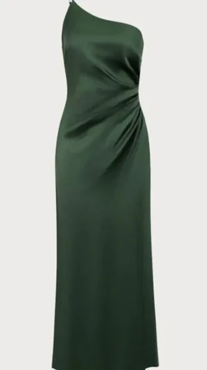 RIHOAS Women's Green One-shoulder Satin Maxi Dress 3 thumbnail 5