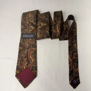 Land's End Handmade Tie Silk Necktie Mens Brown Paisley Classic Office thumbnail 4