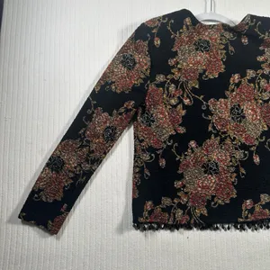 MSK Womens Whimsigoth Dark Romantic Cardigan Large Beaded Dark Floral Grunge thumbnail 2