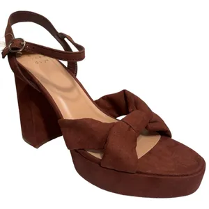 A New Day Sepia Brown Riah Open Toe Ankle Strap Block Heels Women's Size 9.5 thumbnail 2