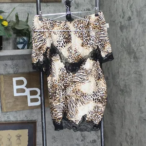 NWT INC International Concepts Shortie Pajama Set 2-Piece Mixed Animal Brown L thumbnail 2
