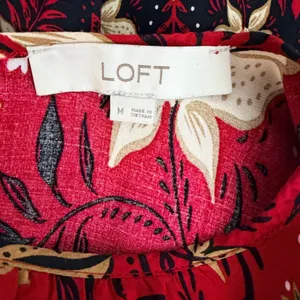 Loft Womens Red Floral Paisley Long Sleeve Tie Cuff Blouse Size M Bohemian thumbnail 8