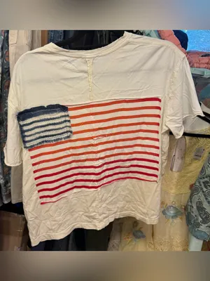NWOT Free People Tricia Fix Americana Tee - ivory - XS thumbnail 8