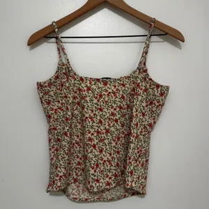 Abercrombie & Fitch | Women's Cream Red Green Floral Tie Front Cami Top, Size M thumbnail 2