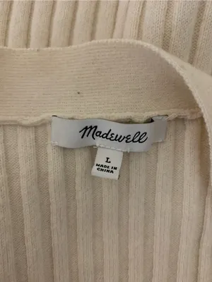 Madewell Brenville Cream Ribbed Cropped Cardigan L Button Front V Neck Minimalis thumbnail 4