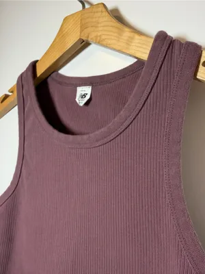 New Balance Linear Heritage Ribbed Knit Racer Workout Tank thumbnail 3