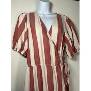 Knox Rose Stripped Maxi Dress Tiered Wrap Tassel Cottagecore Nautical Preppy Boho Medium thumbnail 3