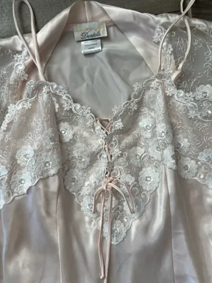 Vintage Dentelle Light Pink Robe & Slip Set Size L thumbnail 4