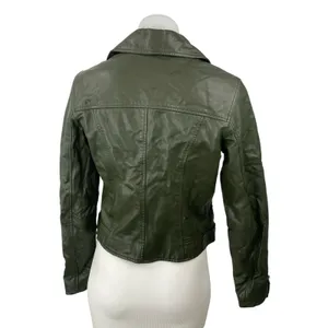 Slate & Willow Genuine Leather Notch Collar Long Sleeve Moto Biker Coat Jacket S thumbnail 4