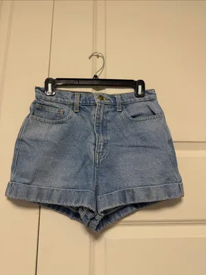 American Apparel Light Wash Denim High-Rise Roll Cuff Shorts thumbnail 2