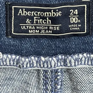 Abercrombie & Fitch Jeans Women 00 24 Blue A&F‎ Mom Jean High Waist Belted Fray thumbnail 8